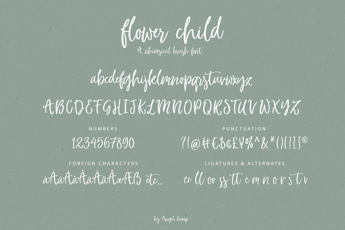 Flower Child whimsical brush font preview 5