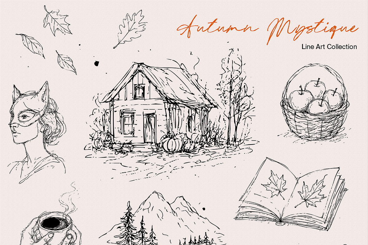 Autumn Mystique: Line Art Collection, a Decorative Illustration by divanovskaya_nv (Photo 11 of 12)