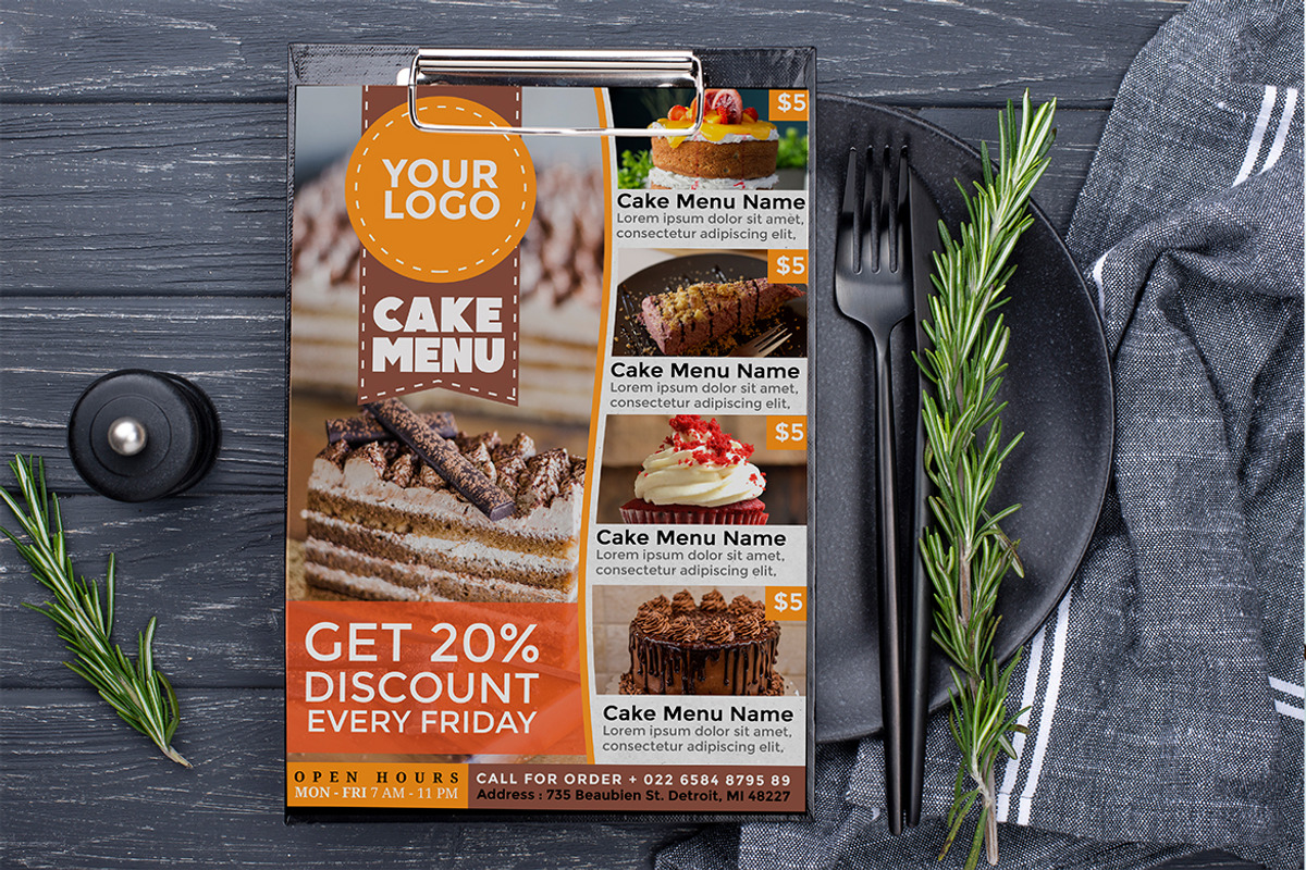 Cake flyer menu template, a Flyer Template by imadeDesign (Photo 3 of 3)