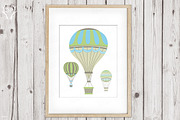 Vintage Hot Air Balloons Blue, a Decorative Illustration by Talent Supplies (Thumbnail 2 of 2)