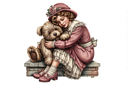 Girl With Teddy Bear Clipart PNG, a Person Illustration by Memories By Lea (Thumbnail 12 of 20)