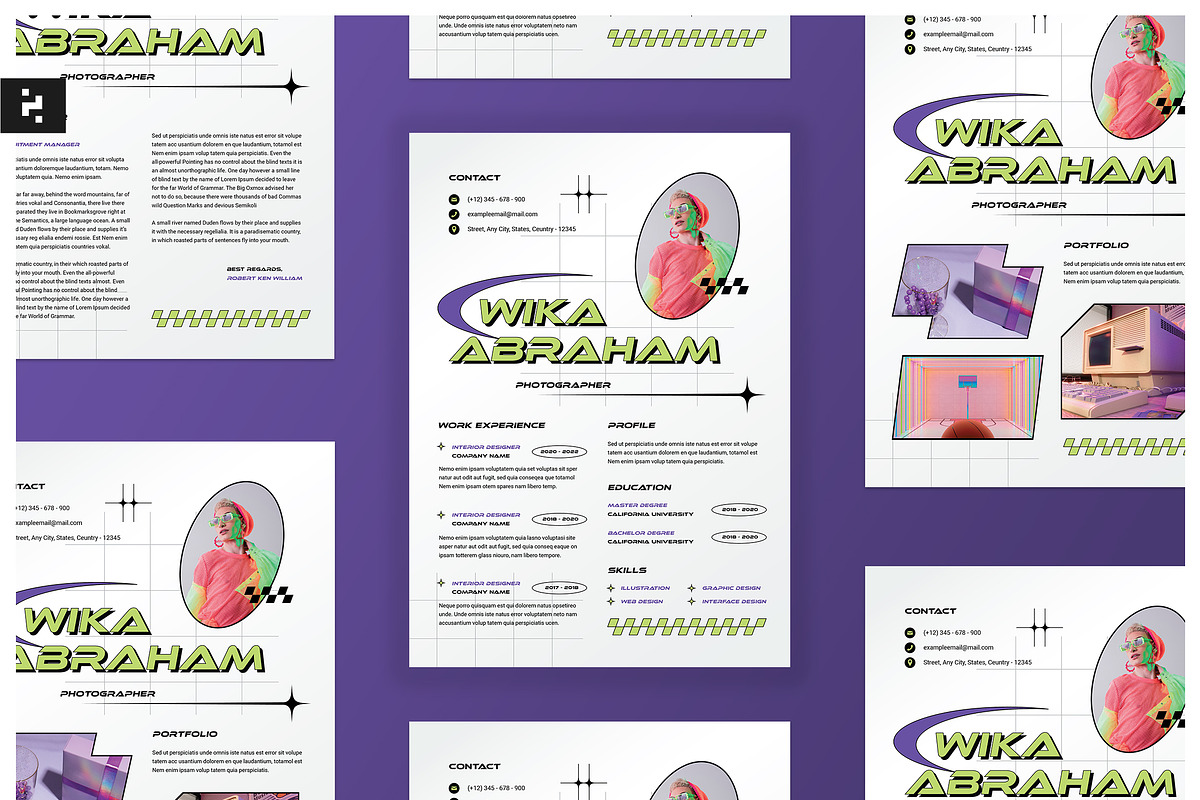 Creative Y2k CV Resume Pack, a Resume Template by Neermana (Photo 1 of 5)