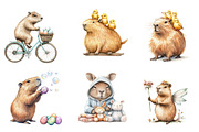 Hoppy Easter Capybaras Clipart, an Illustration by CreationArt (Thumbnail 3 of 5)