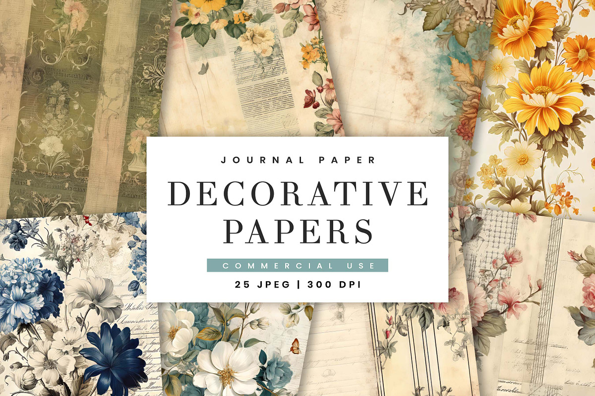 Decorative Junk Journal Paper Pack, a Background Graphic by BusyDaydesign