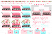 Love Typewriter Pink and Light Blue, an Illustration by Mia's Graphic Design (Thumbnail 4 of 9)