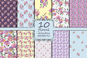 10 floral seamless patterns, a Pattern Graphic by Alena Stoyko design (Thumbnail 1 of 5)
