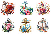 Anchor and Flower Clipart PNG, an Illustration by DreamArtGraphic (Thumbnail 3 of 4)