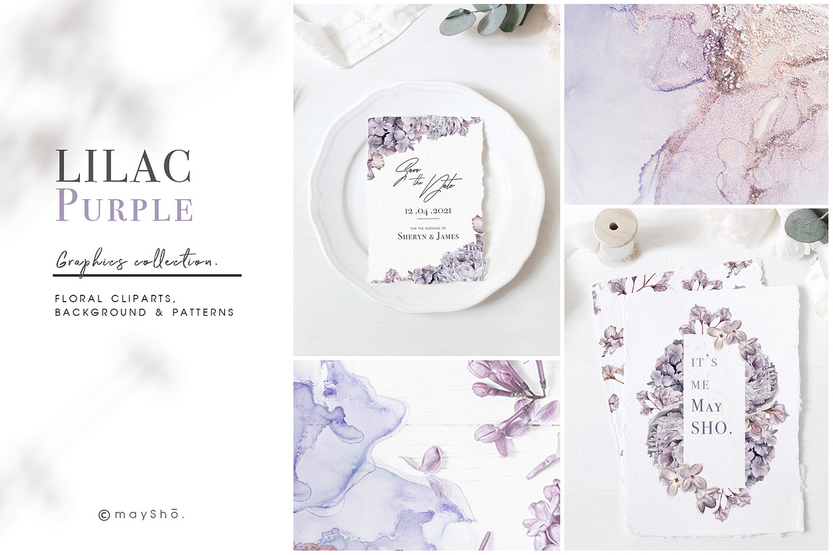 Lilac Purple Watercolor Flowers, an Illustration by May • SHO (Photo 2 of 13)