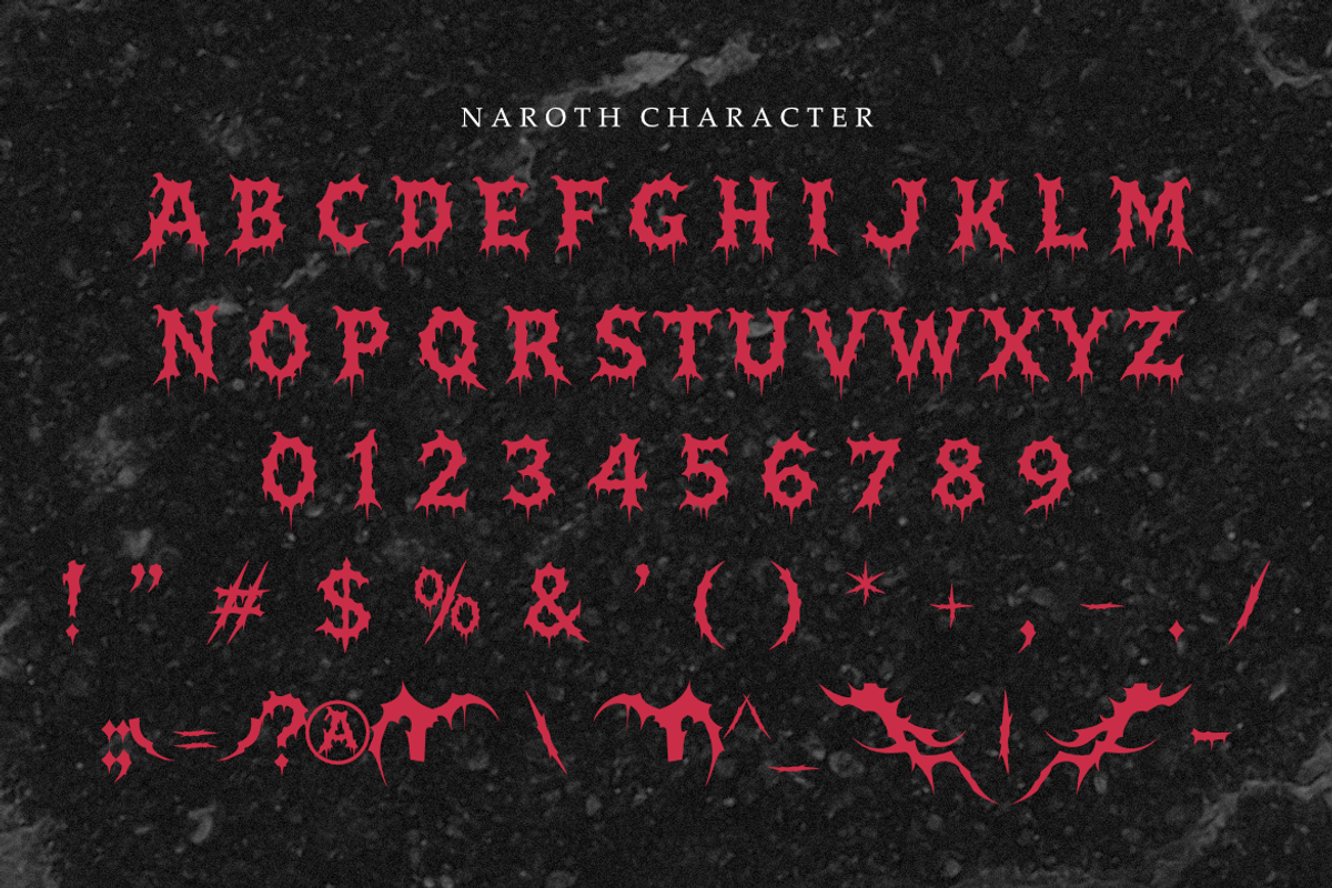 Naroth - Black Metal Font, a Symbol Font by Masyafi Studio (Photo 9 of 9)
