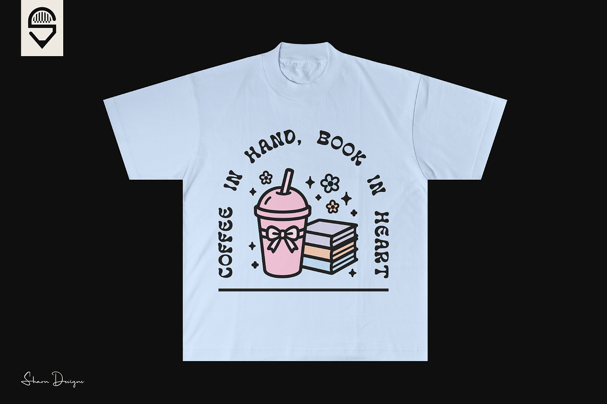 Cute Pastel books & Coffee Lover, a Graphic by shaondesigns (Photo 3 of 4)