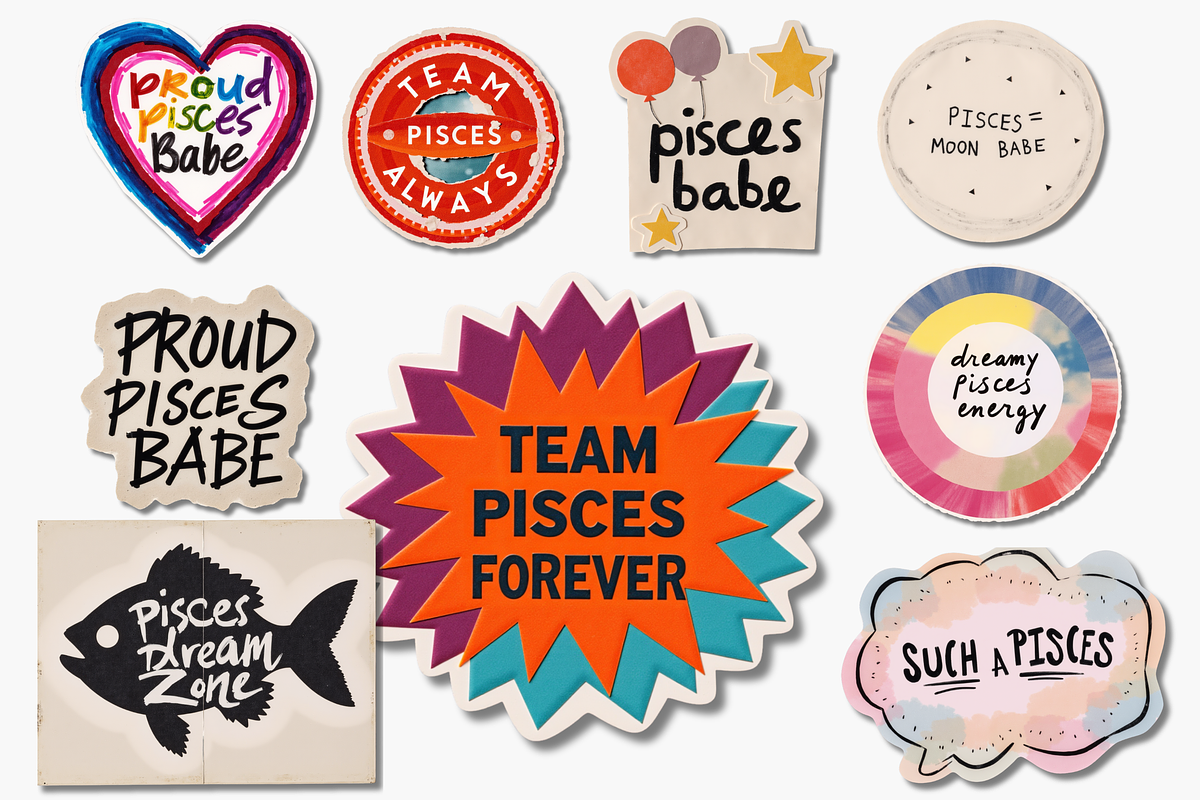 Pisces Editorial Sticker Set, a Person Illustration by Jakayla Digital Co (Photo 3 of 10)