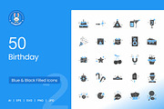 Birthday Blue & Black Icons, an Icon by IconBunny (Thumbnail 1 of 2)