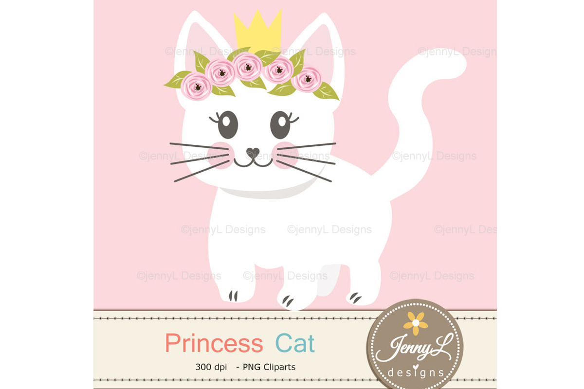 Princess Cat Digital Paper Clipart, a Pattern Graphic by JennyL Designs (Photo 3 of 7)