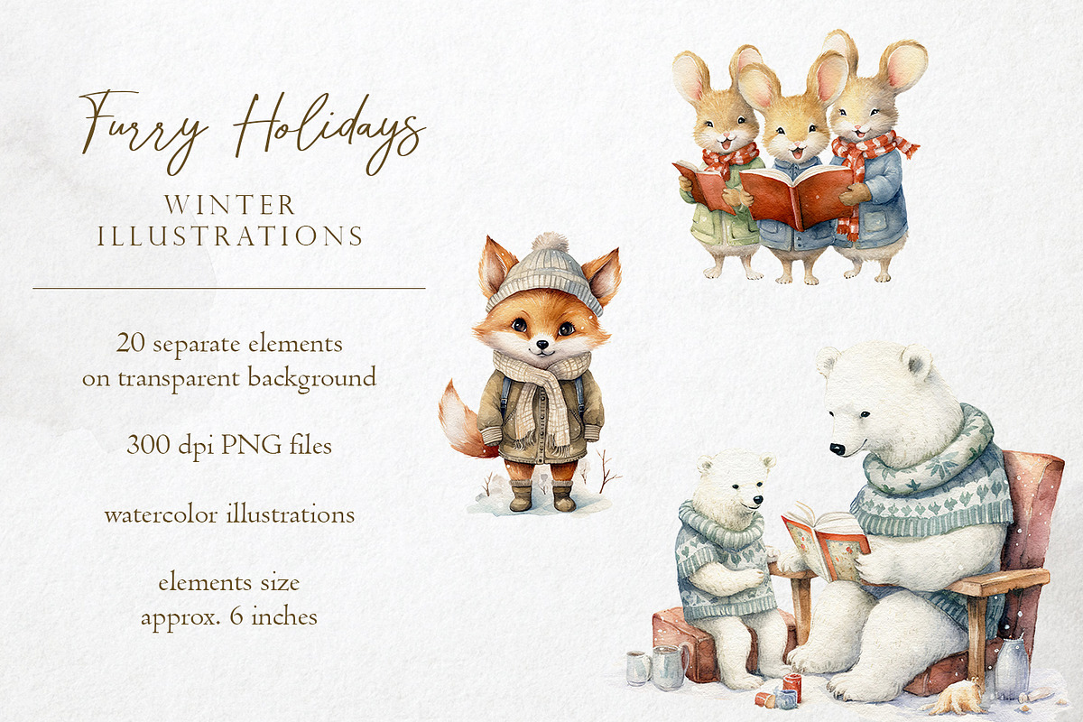 Furry Holidays - Winter PNG Overlays, an Object Graphic by PixelJungle (Photo 2 of 4)