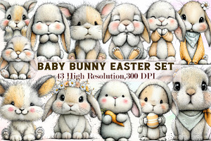 Baby Bunny Easter Clipart, an Illustration by Sublimation Artist