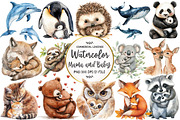 Cute Mama and Baby Animals Clipart, an Illustration by OK Design (Thumbnail 1 of 5)