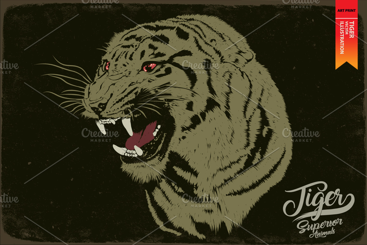 Tiger - Vector illustration, an Animal Illustration by Artistic & Unique (Photo 1 of 10)
