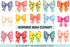 Summer Bow Clipart Bundle, an Illustration by cherrydesign