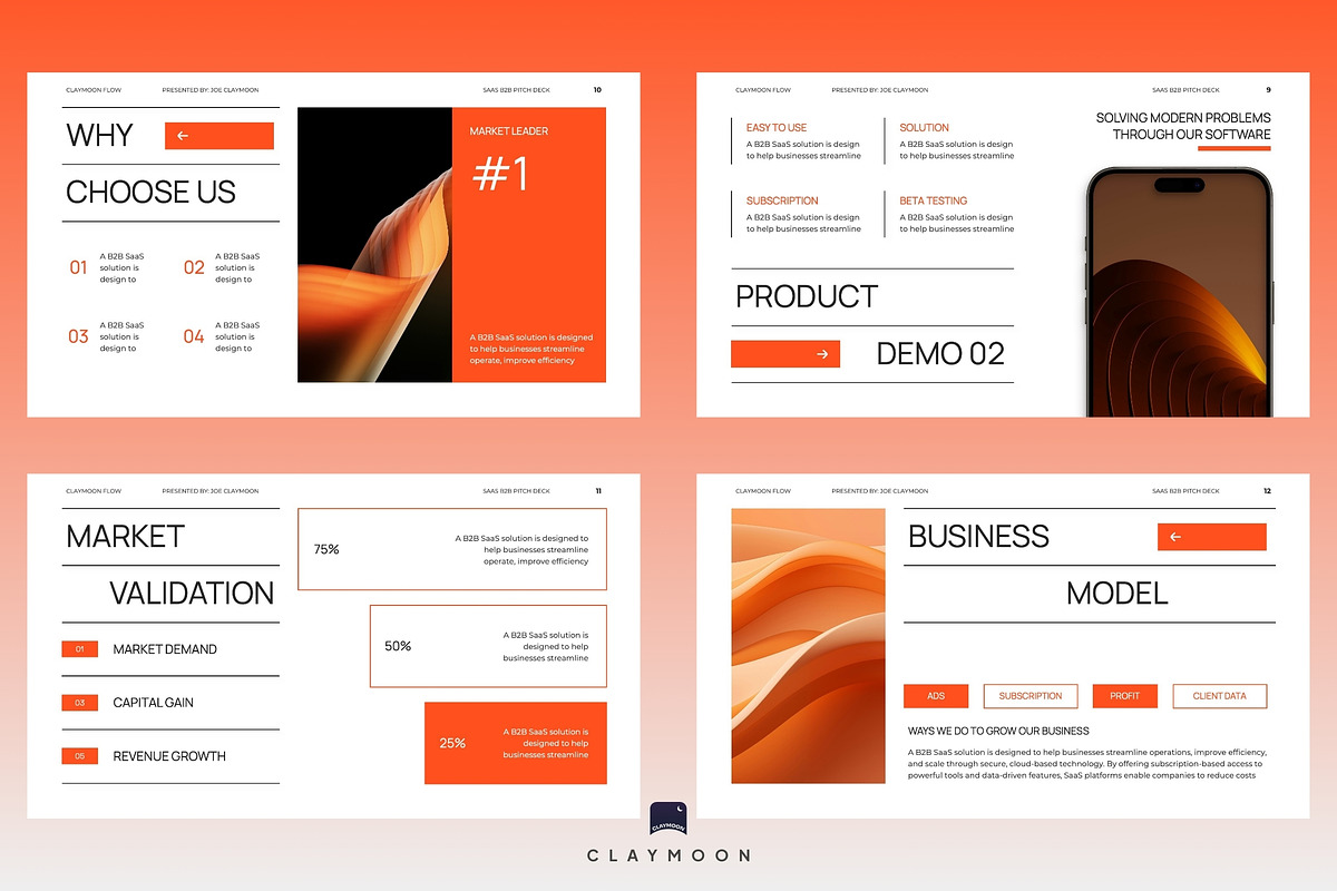 White Orange Modern Pitch Deck, a Presentation Template by Claymoon Lab (Photo 5 of 7)
