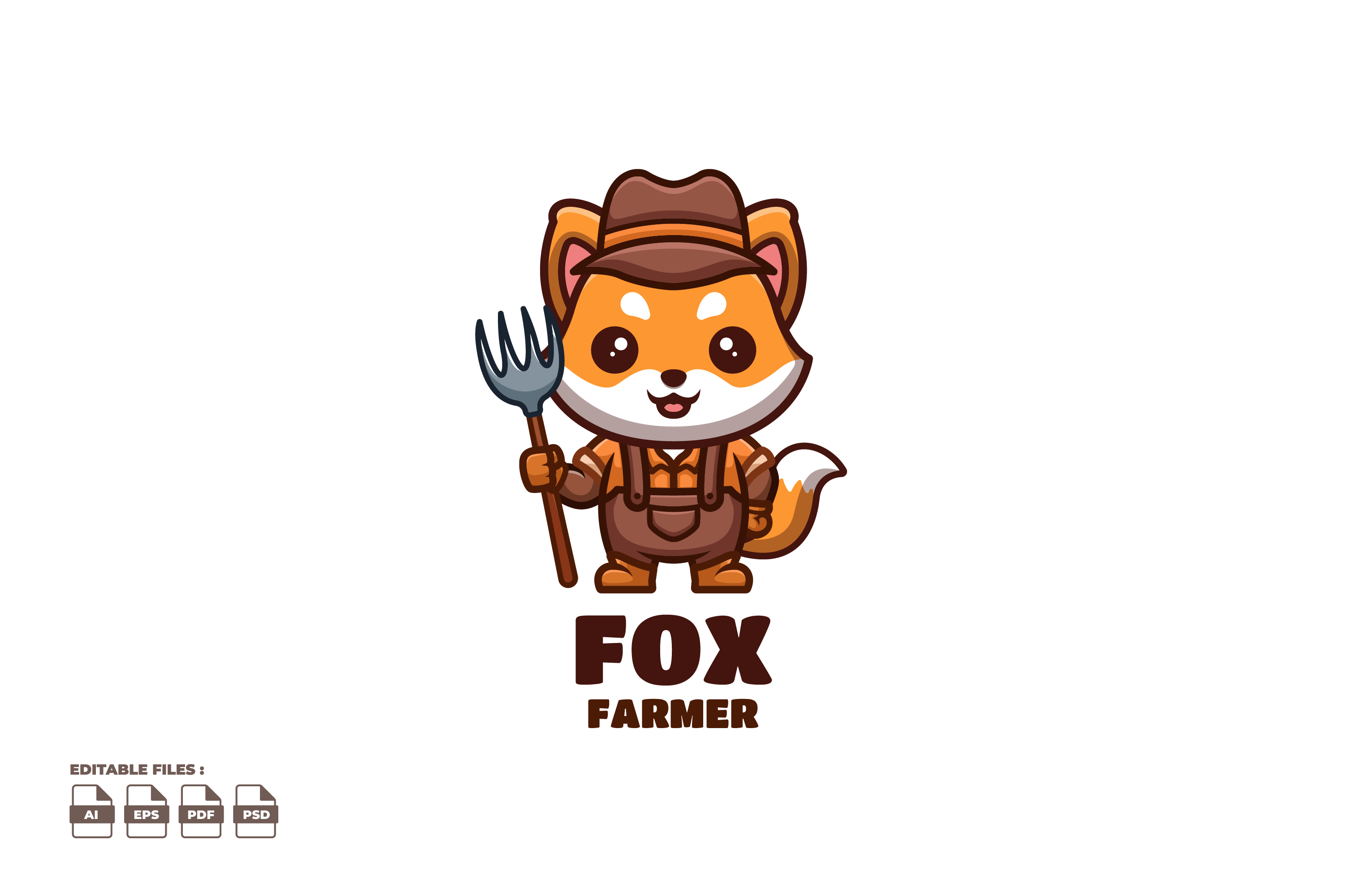 Farmer Fox Cute Mascot Logo, a Branding & Logo Template by Gumrega Studio