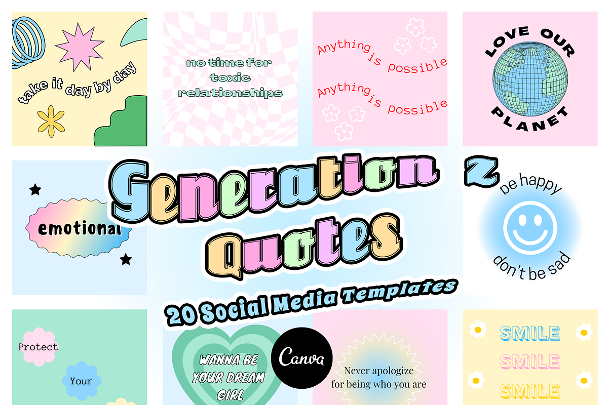 20 GEN Z QUOTES Instagram Templates, a Social Media Template by PLANETSEL (Photo 1 of 3)