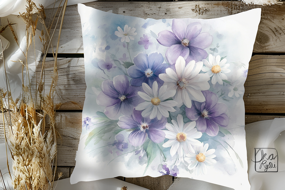 Blue and Purple Watercolor Flowers, an Illustration by ikarifq shop (Photo 4 of 4)