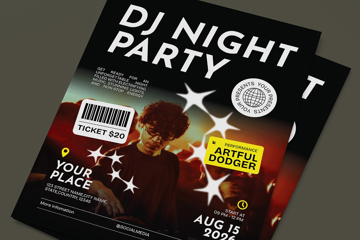 DJ Night Party Flyer, a Flyer Template by graphicook (Photo 2 of 3)