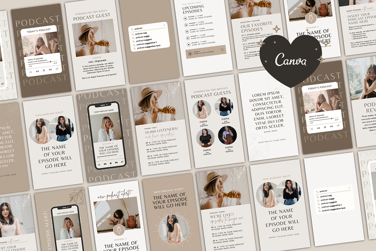 Podcast Instagram Canva Templates, a Social Media Template by molly ho studio (Photo 4 of 6)
