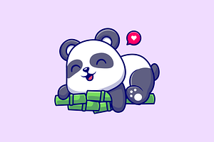 Cute Panda Hug Bamboo Cartoon Vector, an Animal Illustration by Catalyst Labs
