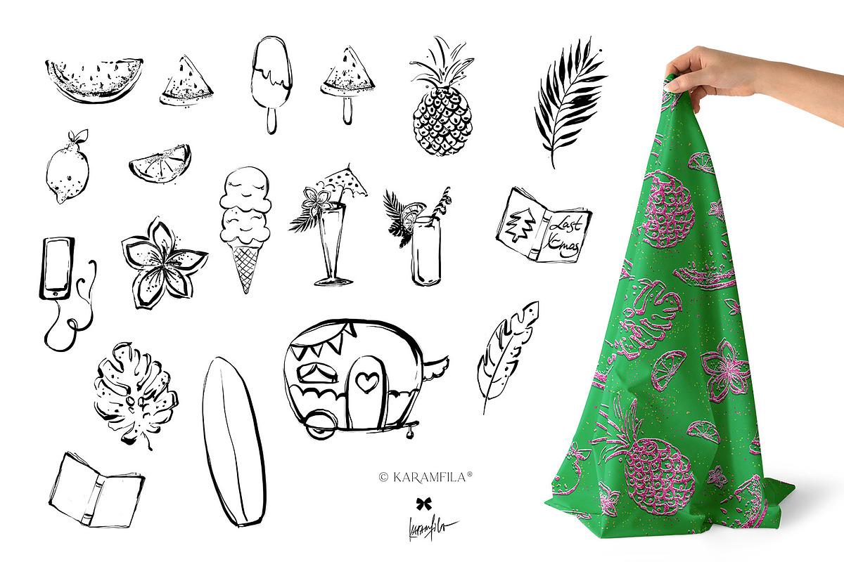 Summer Camper Beach Girl PNG Doodles, an Outline Icon by KaramfilaS (Photo 3 of 4)