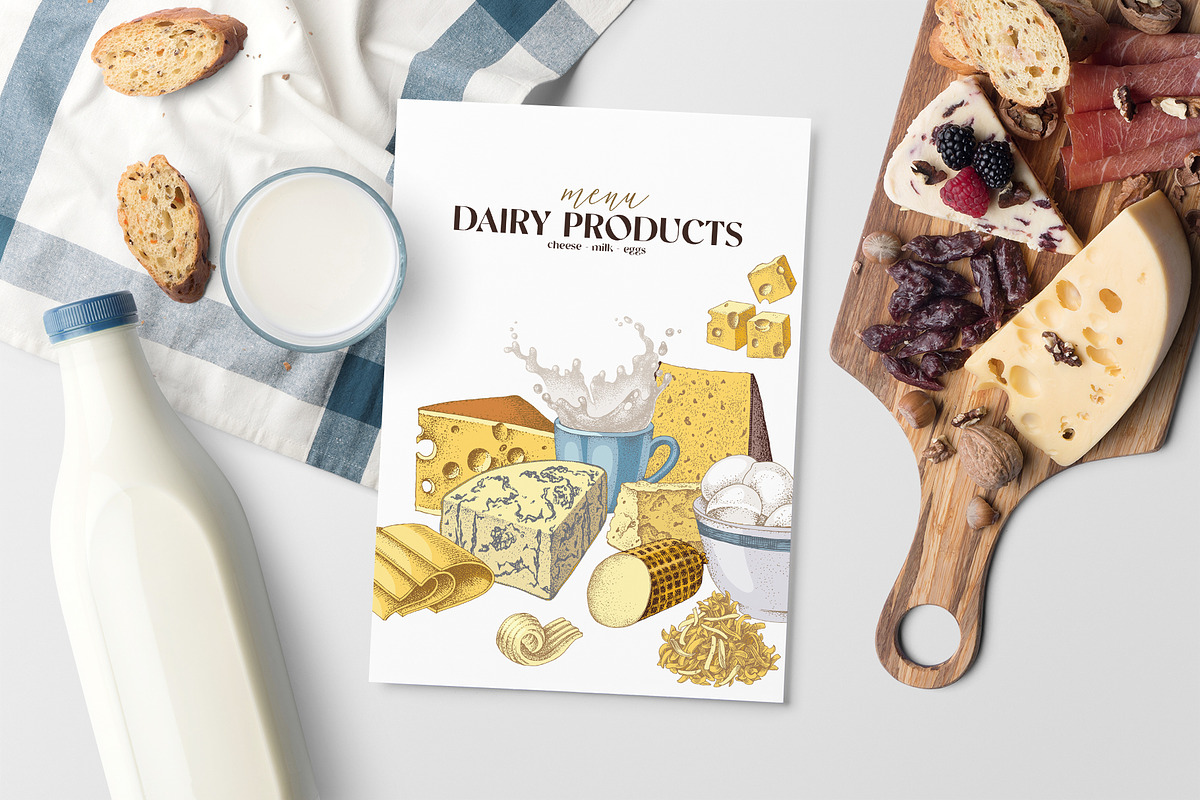 Farm fresh dairy products collection, a Food Illustration by handsketched (Photo 9 of 14)