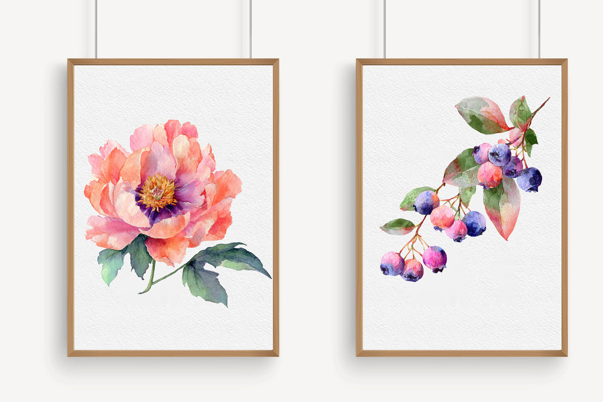 Watercolor Peonies and Citrus Clipar, an Illustration by Libby Wishes (Photo 5 of 5)