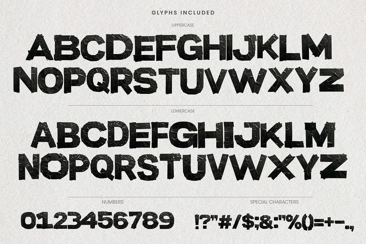 Black Tape - Grunge Bitmap Font, a Sans Serif Font by AndrewPixelType (Photo 7 of 7)