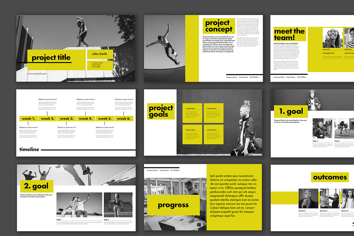 Yellow and Black Presentation Layout, a Presentation Template by wavebreak
