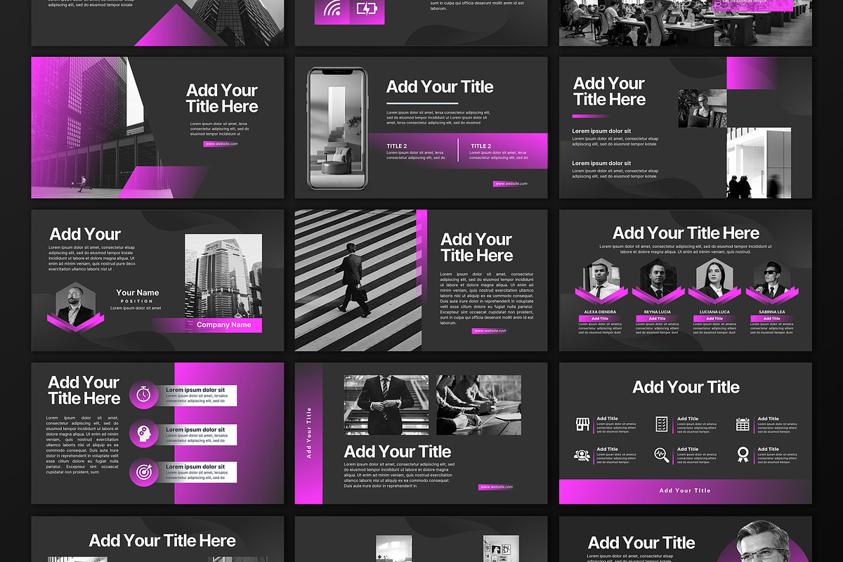 Purple Black Powerpoint Template, a Presentation Template by SKY CREATION