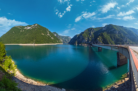 Piva Lake (Pivsko Jezero) view in Montenegro., a Nature Photo by YuriyB