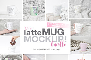 12oz Latte Mug Mockup Startin Bundle