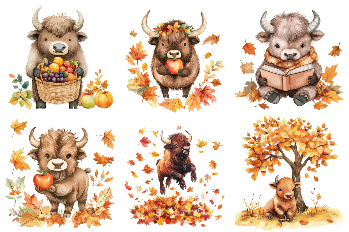 Autumn Bison Sublimation Clipart, an Illustration by CitraGraphics (Photo 3 of 6)