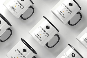 Porcelain Mugs Scene Mockup, a Cups & Container Mockup by Designer Dude
