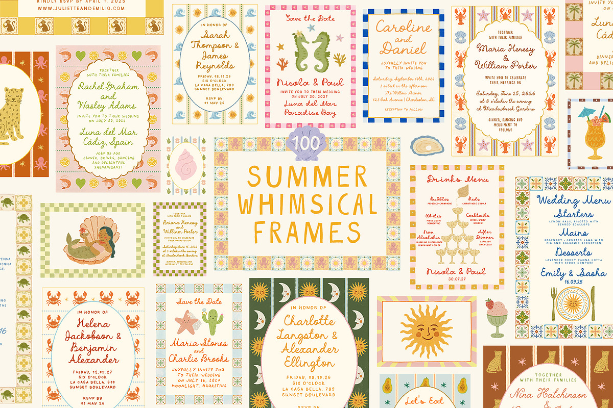 Whimsical Summer Retro Frames Bundle, an Object Graphic by Ayya Studio (Photo 1 of 12)