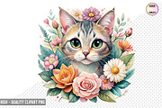 Floral Cat Clipart Bundle, a Graphic by crative8112 (Thumbnail 10 of 10)