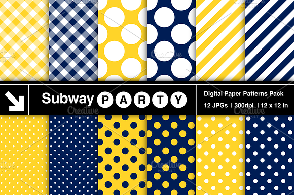 Navy & Yellow Dots, Stripes, Gingham preview 2