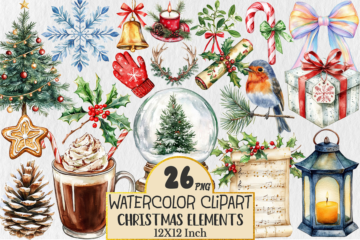 Christmas Elements Clipart, an Illustration by Rose Art (Photo 1 of 5)