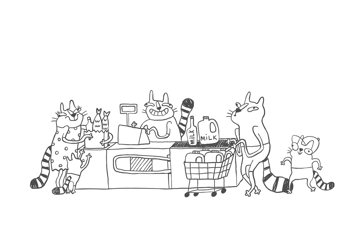 Sarcastic Shopping Cats Clipart, an Illustration by Anastasiya Klempach (Photo 2 of 7)
