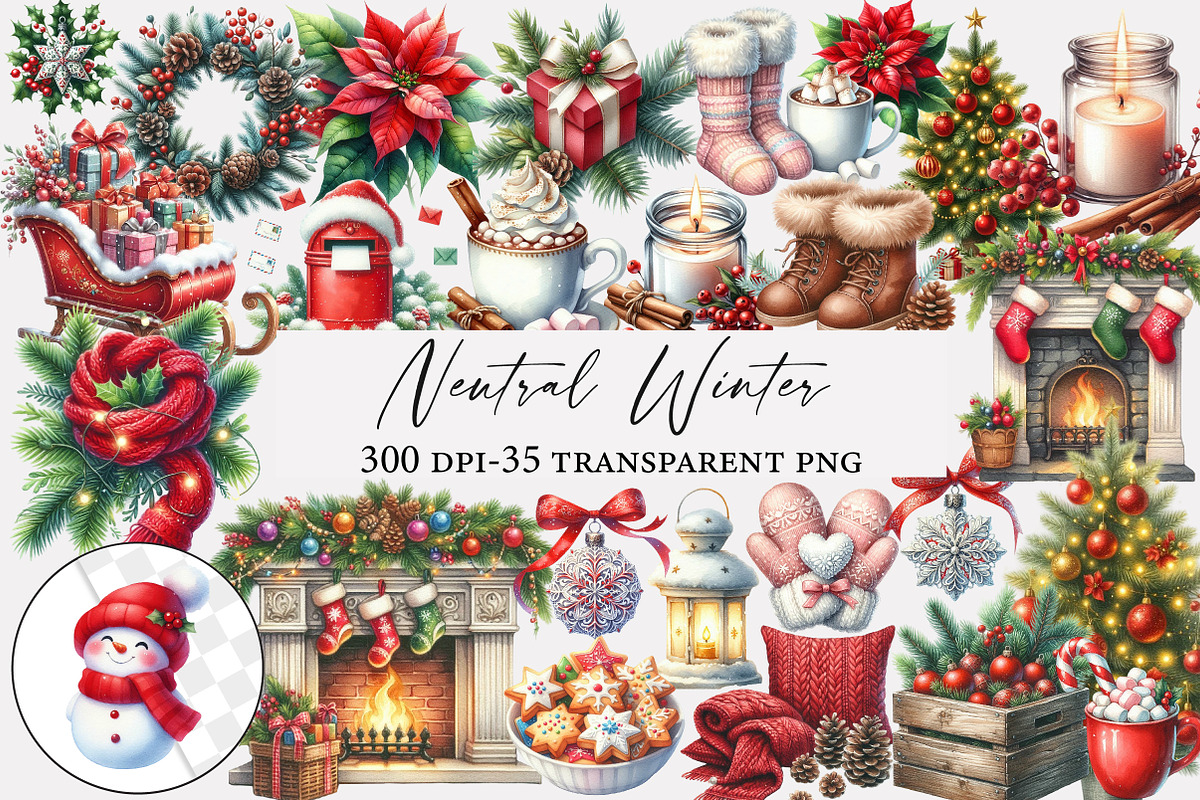 Watercolor Neutral Winter Bundle, an Illustration by Designworld (Photo 1 of 5)
