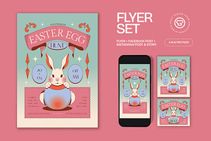 Pink Easter Egg Hunt Flyer Set, a Flyer Template by graphicook