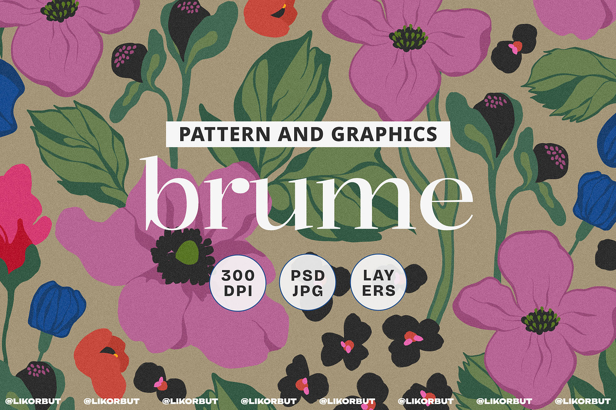 Moody Modern Floral Seamless Pattern, a Pattern Graphic by likorbut (Photo 1 of 13)