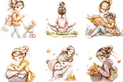 Watercolor Messy Bun Mom Clipart, an Illustration by Designking (Thumbnail 4 of 4)