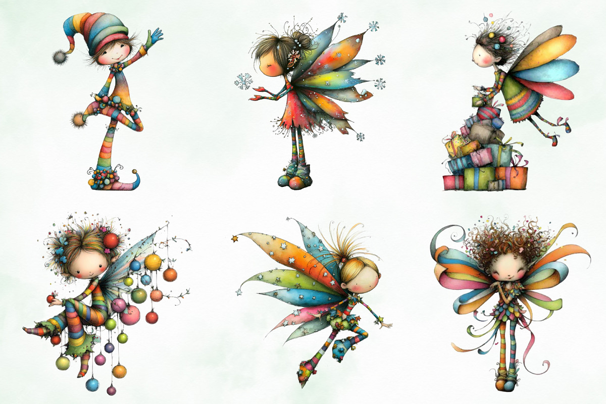 Whimsical Christmas Fairy Clipart, an Illustration by Creative Art (Photo 6 of 12)