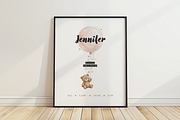 Balloon Bear Birth Announcement Card, a Card Template by Filip Studio (Thumbnail 1 of 3)